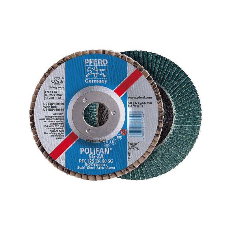 Meule-éventail ø 115 mm (13300 tr/mn), polifan® sg-za, bombée, Grain : 80