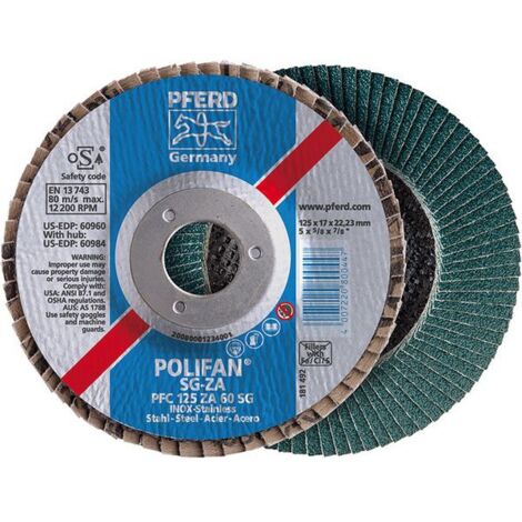 Meule-éventail Ø 125 mm (12200 tr/mn), POLIFAN® SG-ZA, bombée, Grain : 80