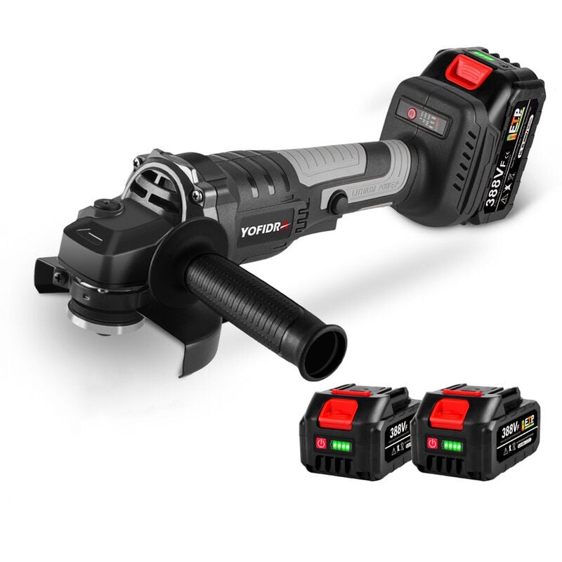 Meuleuse D'angle Brushless, Meuleuse d'angle Ø125mm sans fil, Vitesse à Vide 10000 trs/min, 2 Batterie lithium-ion