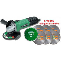 Meuleuse Ø125mm 600W HITACHI + OFFERTS 7 disques diamants universel, béton, carrelage/céramique G13STASL HITACHI