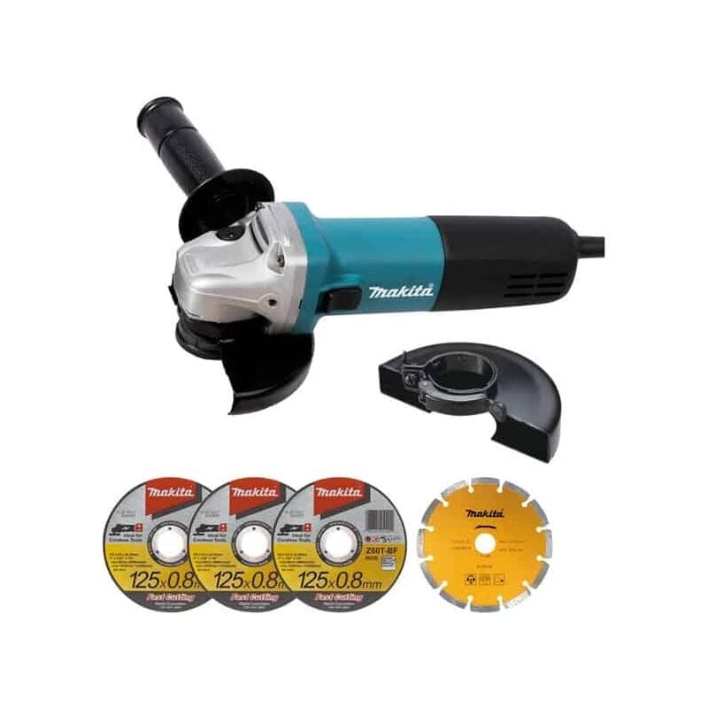Meuleuse 125 mm 840 w + coffret + 4 disques - 9558HNRGK1 - Makita