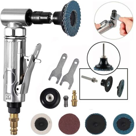 Meuleuse à air, 90 degrés 1/4‘'meuleuse à matrice pneumatique ponceuse d'angle polissage meuleuse à compresseur d'air professionnel meuleuse avec disque de meulage 2 pouces