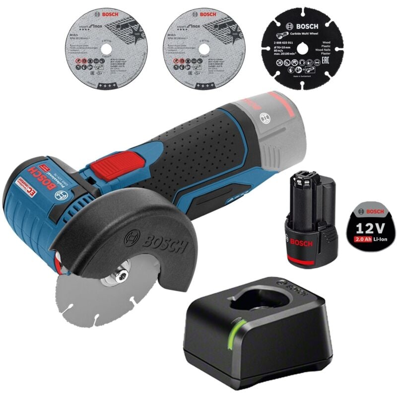 Meuleuse angulaire sans fil Bosch gws 12V-76 ø 76 mm/ 1x 2,0 Ah batterie + chargeur