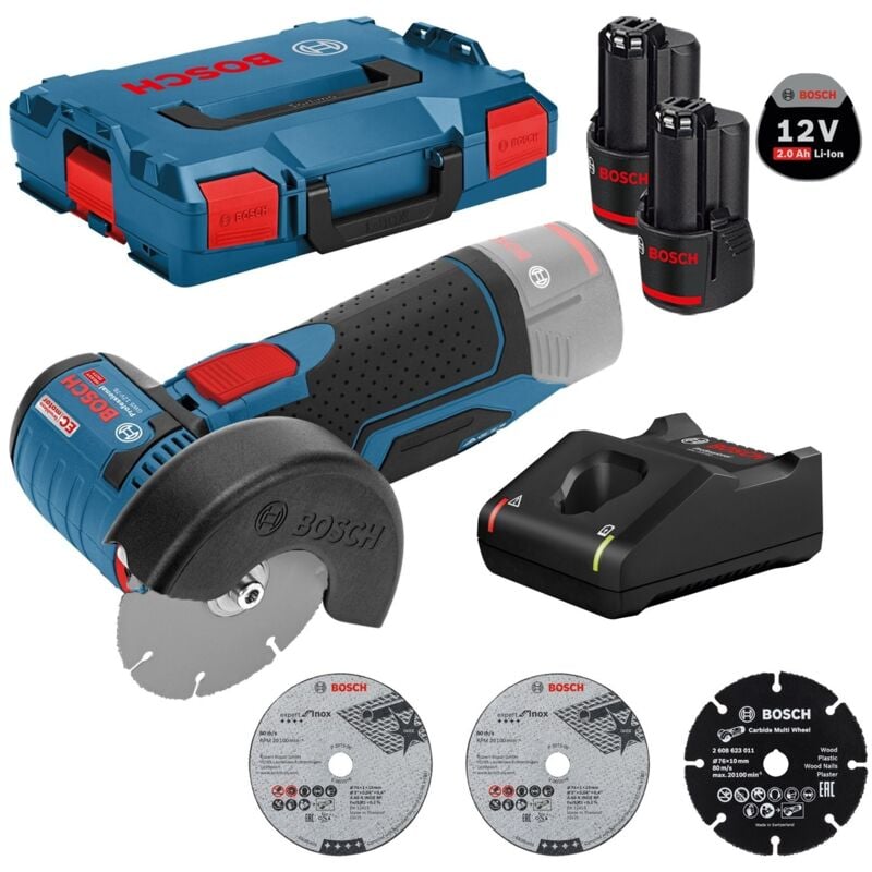 Meuleuse angulaire sans fil Bosch gws 12V-76 ø 76 mm / 2x 2,0 Ah batterie + chargeur en boîte l