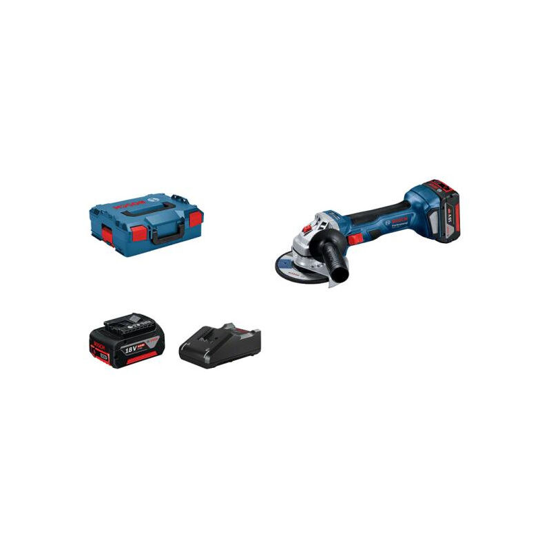 Meuleuse angulaire Bosch Professional gws 18V-7 + 2 batteries 4,0Ah + Chargeur gal 18V-40 + L-Boxx - 06019H9005