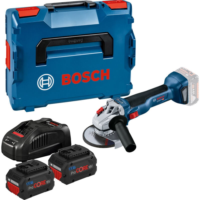 Bosch - Meuleuse angulaire 18V gws 18V-10 + 2 batteries Procore 5,5Ah + chargeur + coffret L-Boxx Noir