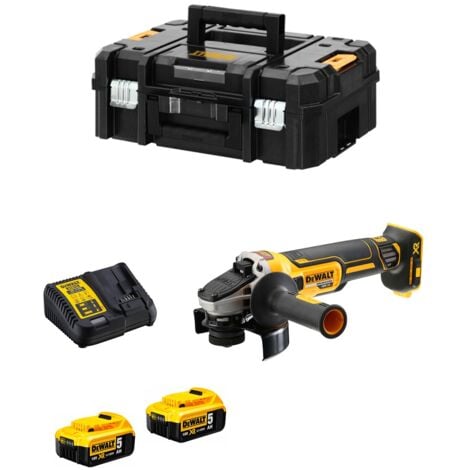 Meuleuse Brushless 18V DEWALT 125mm + 2 batteries Li-Ion 5Ah + coffret Tstak - DCG405P2