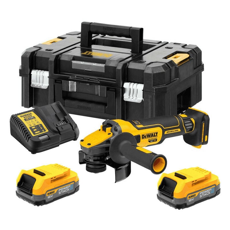 Meuleuse d'angle 18V xr Ø125 mm (2x1,7 Ah Powerstack) en tstak Dewalt DCG409E2T