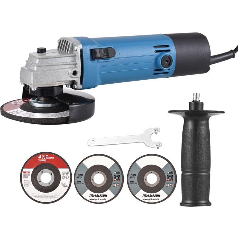 Meuleuse d'angle, 4,2 a 500 w 4-1/2' / 5' Meuleuse électrique Outils électriques avec meules, meules de coupe, disque à lamelles et poignée