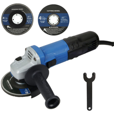 Meuleuse d'angle 6 A 750 W, 11 000 tr/min, 11,4 cm (4-1/2 po), avec poignée de support réglable à 3 positions, dissipation rapide de la chaleur, disque à meuler pour métaux inclus, protection de sécur