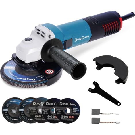 Meuleuse d'Angle 800W, Ø125mm, 11800 tr/min, Capot Rapide, Poignée Auxiliaire, Inclut 2 Disques à Meuler, 2 à Lamelles et 2 de Coupe pour Polir et Découper