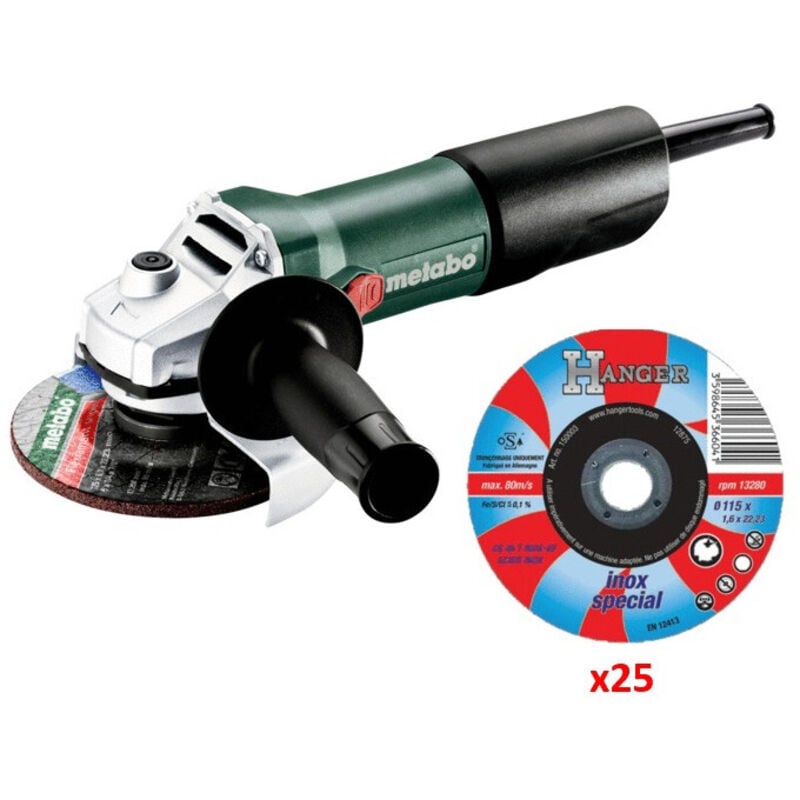 Meuleuse d'angle 850W w 850-125 en boite carton + 25 disques Metabo SHRP6