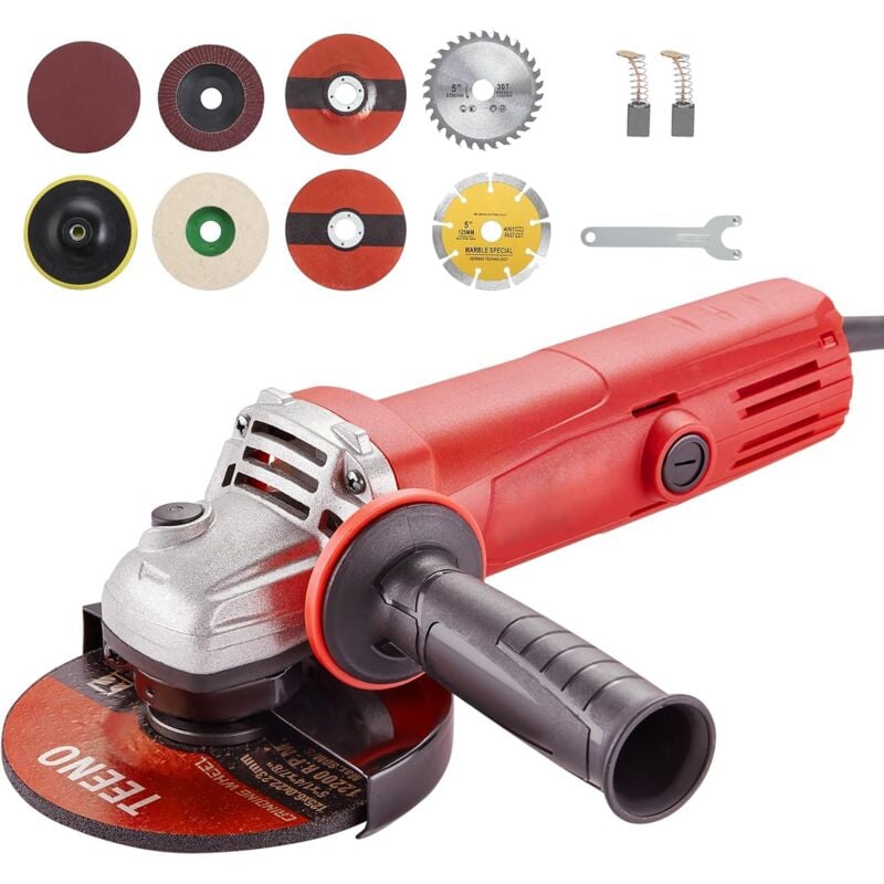 1000W Meuleuse D'angle ,20Accessoires, Meuleuse Angulaire Régime à Vide 12000 trs/min, disque 125 mm Pour la Coupe et le Meulage, le Polissage, le