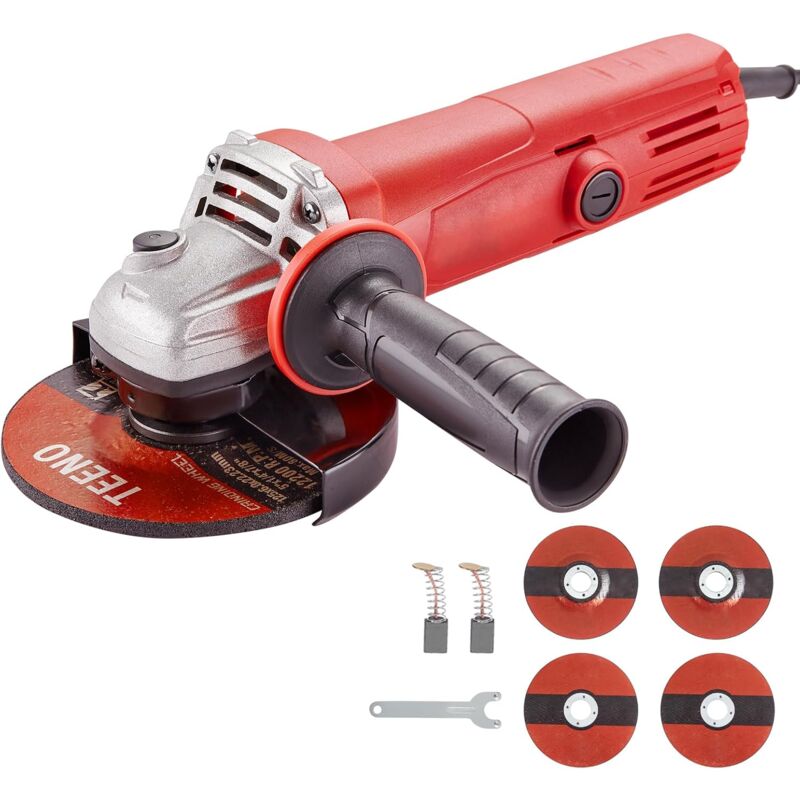 1000W Meuleuse D'angle, Meuleuse Angulaire Régime à Vide 12000 trs/min, Disque à Ébarber/à Tronçonner:125 mm 4 pièces Pour la coupe et le meulage du