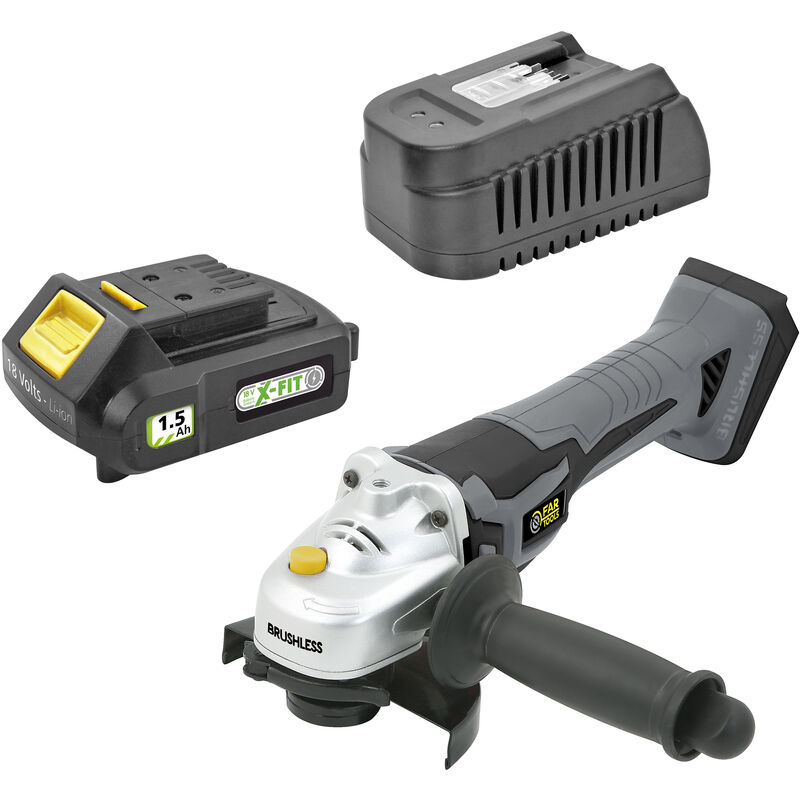 Kit xfb-grinder Meuleused'angle 18V brushless Ø115mm + batterie 1,5Ah + chargeur rapide