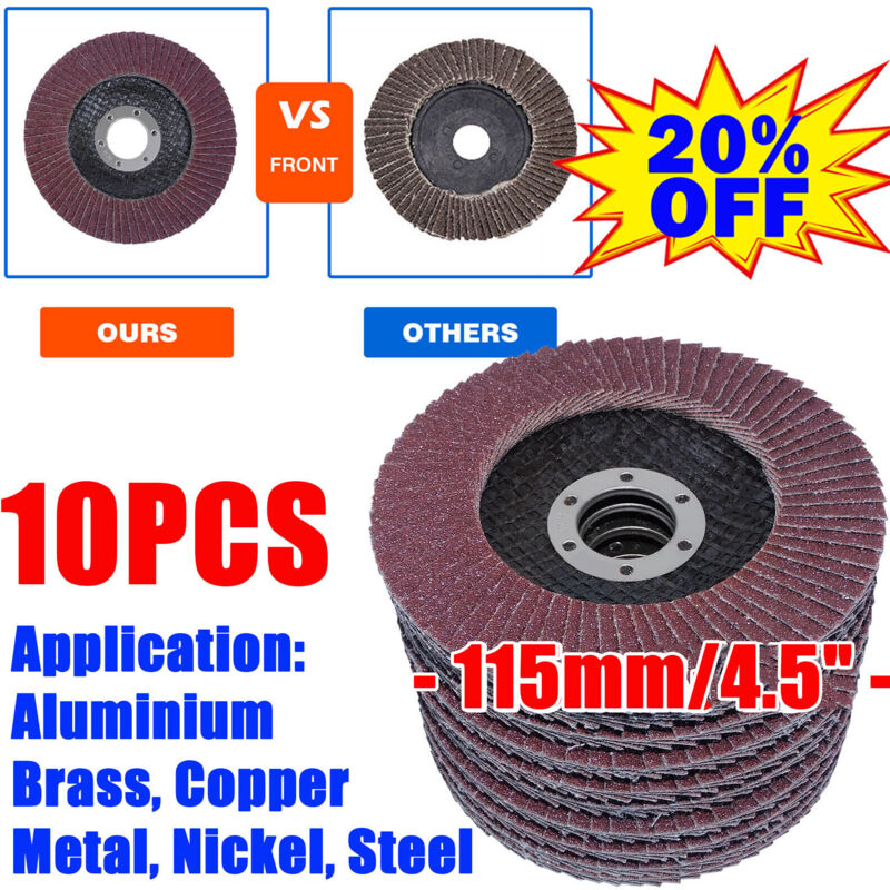 Meuleuse d'angle Flap Discs Disque abrasif 10x 115mm 80 Grit pour métal/bois