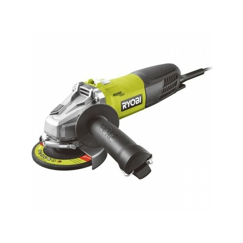 Meuleuse d'angle 800 w diam. 125 mm - 12 000 tr/min - Livrée avec 1 disque métal 125 mm et 1 clé de service - RAG800- - Ryobi