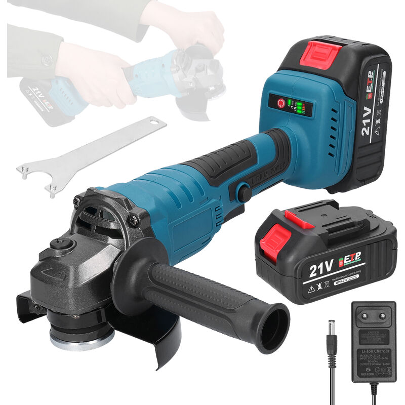 Meuleuse d'angle M14 21V 125mm, moteur sans balais, outil de meulage électrique, Machine de découpe au Lithium, outil électrique utilitaire pour