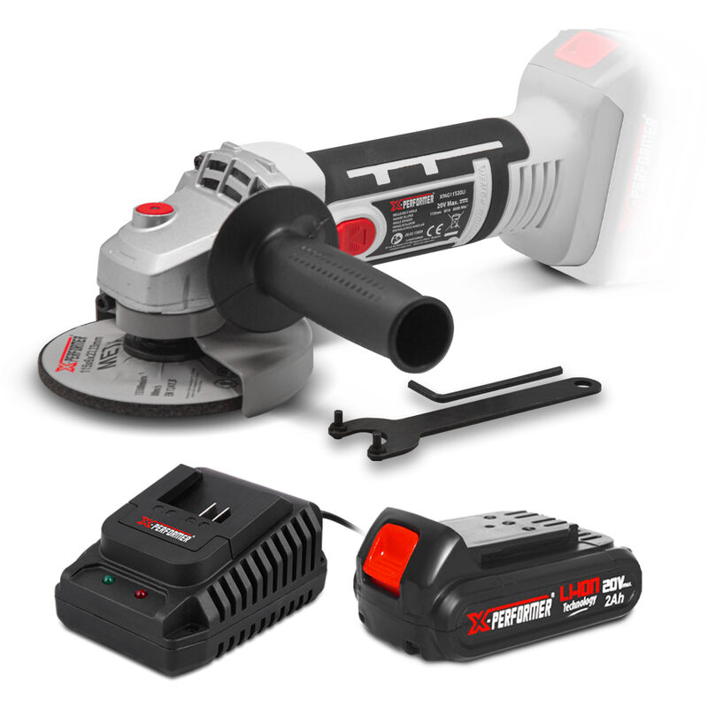Meuleuse d'angle sans fil 20V - 115mm avec batterie 2Ah X-performer