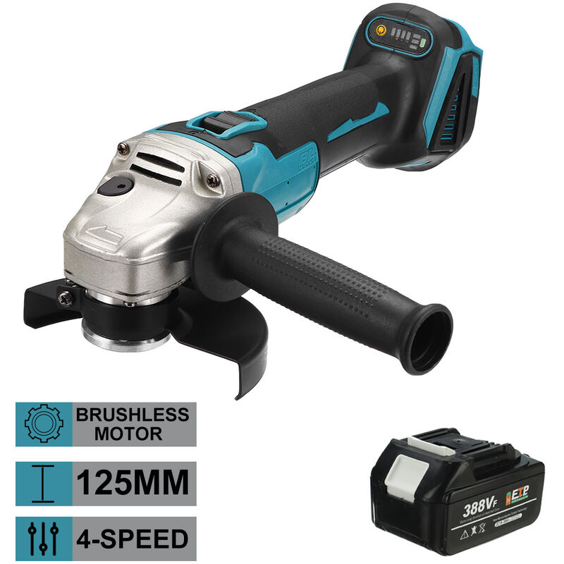 Meuleuse d'angle sans fil 388VF 10000 tr/min Brushless 4 vitesses meulage électrique avec 1 batterie Hasaki