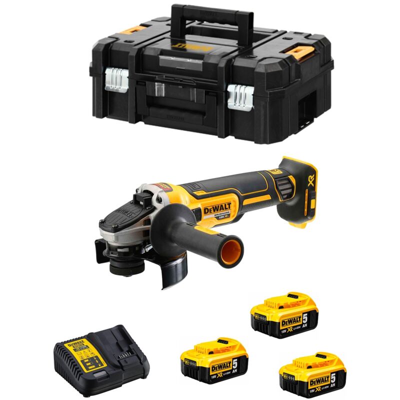 Meuleuse Brushless 18V Dewalt 125mm + 3 batteries Li-Ion 5Ah + coffret Tstak - DCG405P3