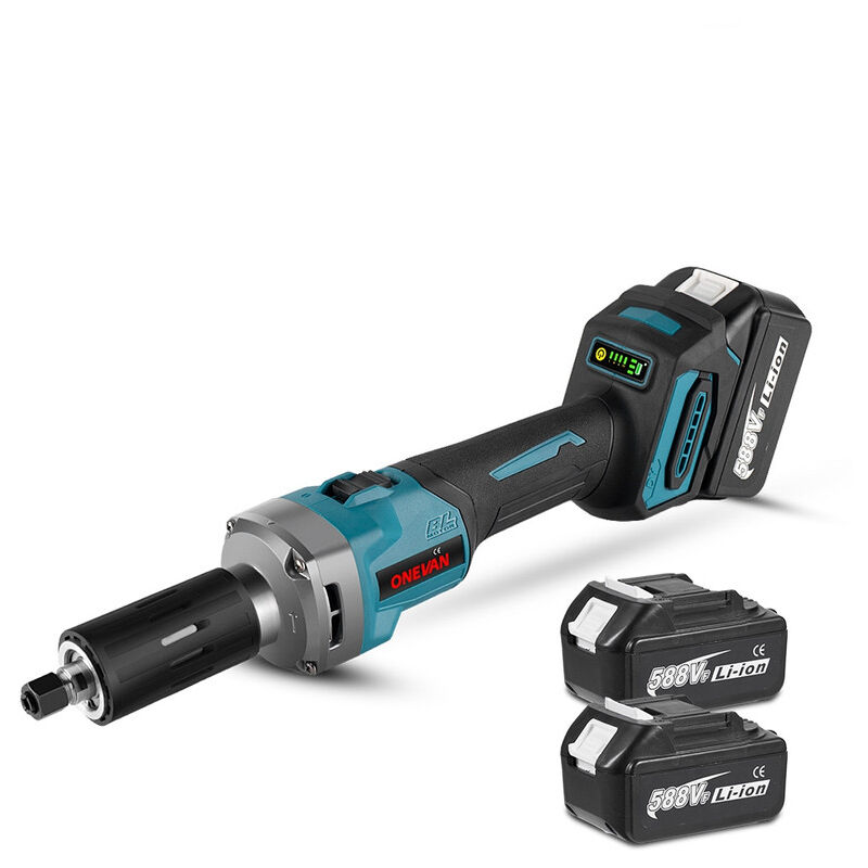Meuleuse droite electrique Onevan 76mm ,660w Meuleuse sans fil 4 vitesses Sculpture/Polisage - Avec 2 batteries et 1 chargeur