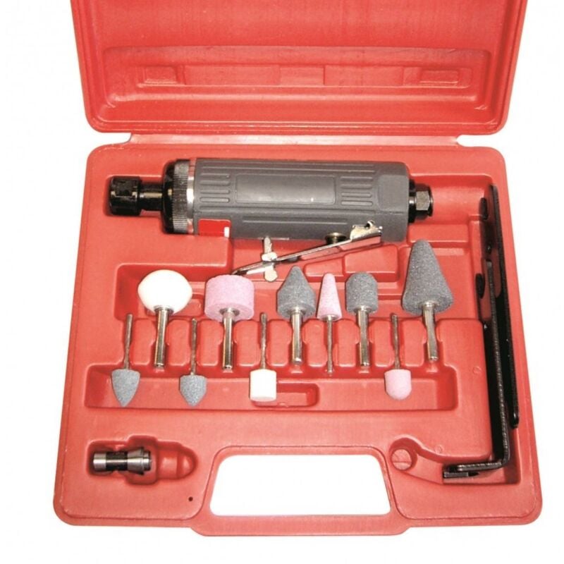 Meuleuse droite pneumatique UT8720BKX + coffret 10 meules Cedrey