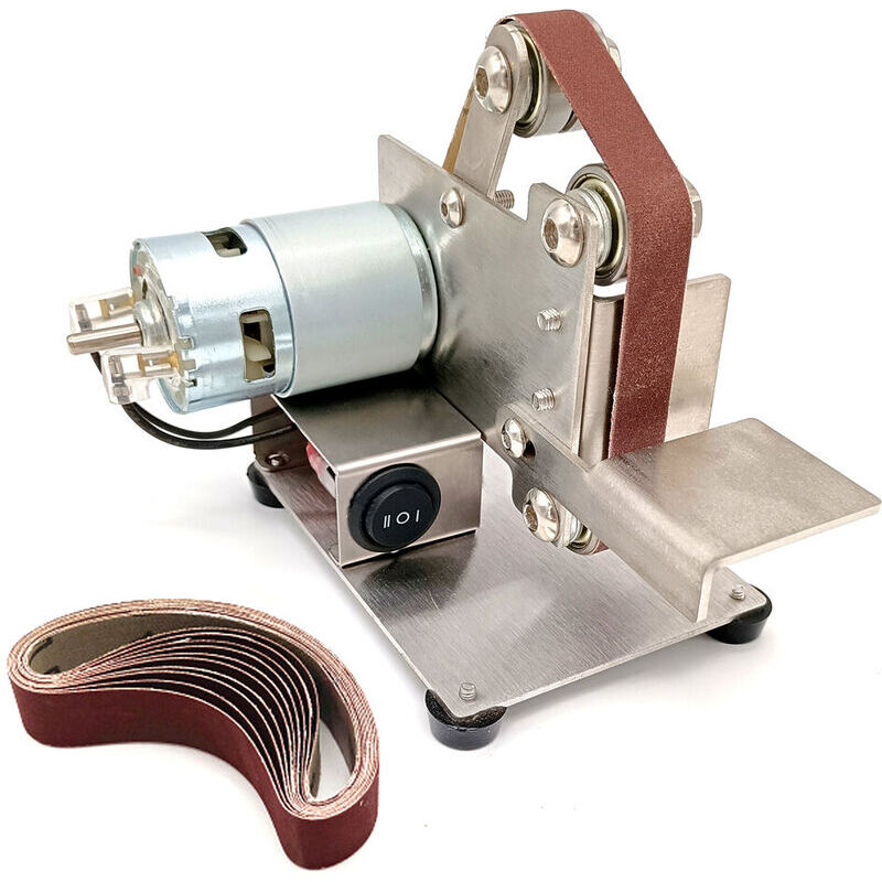Meuleuse multifonctionnelle Mini ponceuse à bande électrique DIY Polissage Rectifieuse Cutter Edges Sharpener (Argent, Type1)