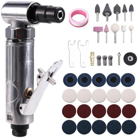 Meuleuse pneumatique micro-perforée à angle droit 1/4 pouce, kit d'outils de polissage