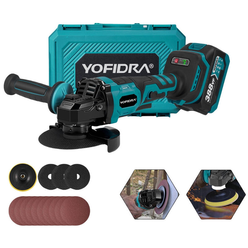 Meuleuse d'angle sans fil 125 mm,3 vitesses réglables avec 2 4.0 batteries,8000 tr/min moteur brushless,pour couper, meuler,polissage