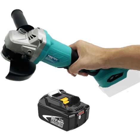 Meuleuse,Meuleuse d'angle sans fil électrique sans fil de 125 mm à usage intensif, ponceuse, meuleuse d'angle, remplacementCompatible avec la batterie Makita 18 V + 5,5 A (sans chargeur)