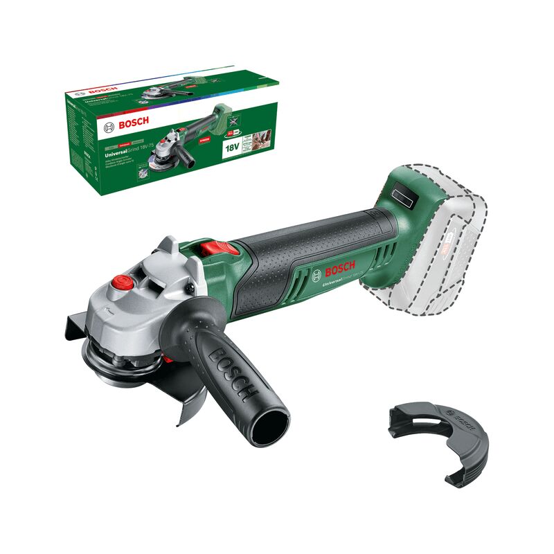 Meuleuse d'angle sans fil Bosch UniversalGrind 18V-75 (sans batterie, système 18 v, diamètre de disque de ponçage de 115 mm, carton)
