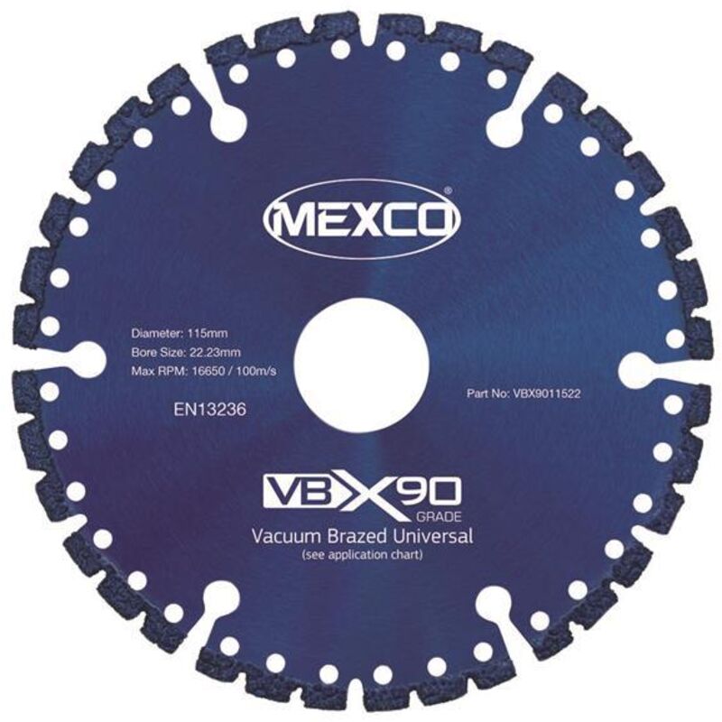MEXCO VBX90 Grade Universal Diamond Blade 115 x 22mm VBX9011522