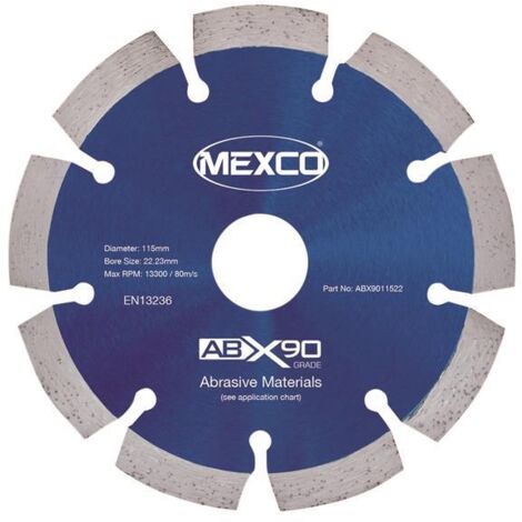 MEXCO ABX9011522 Abrasive Materials X90 Grade Diamond Blade 115 x 22mm MEXABX90115