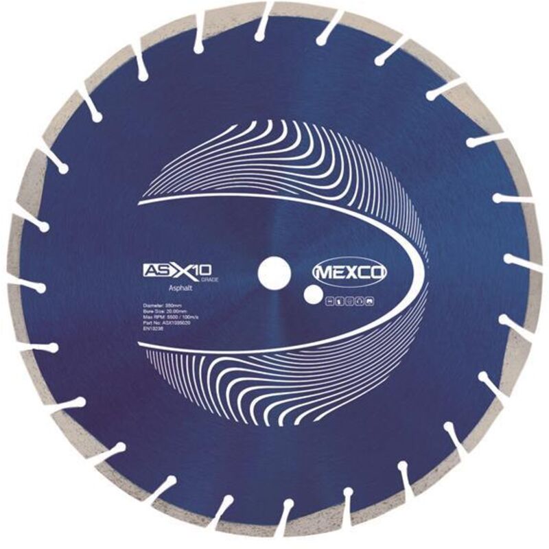 Mexco ASX1035020 Asphalt X10 Grade Diamond Blade 350 x 20mm MEXASX10350