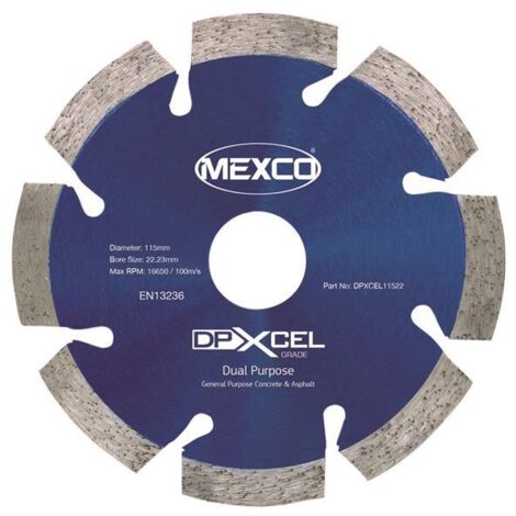 MEXCO DPXCEL11522 XCEL Grade Dual Purpose Diamond Blade 115 x 22mm MEXDPXL11522