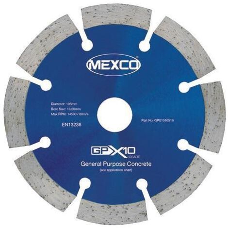 Mexco GPX10 Concrete Diamond Blade 105x16mm for Cutting