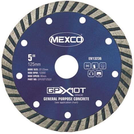 MEXCO GPX10T12522 GP Concrete Turbo Diamond Blade 125 x 22mm MEXGPX10T125