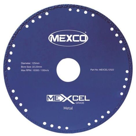 MEXCO MEXCEL12522 XCEL Grade Metal Cut Diamond Blade 125 x 22mm MEXMEXL125