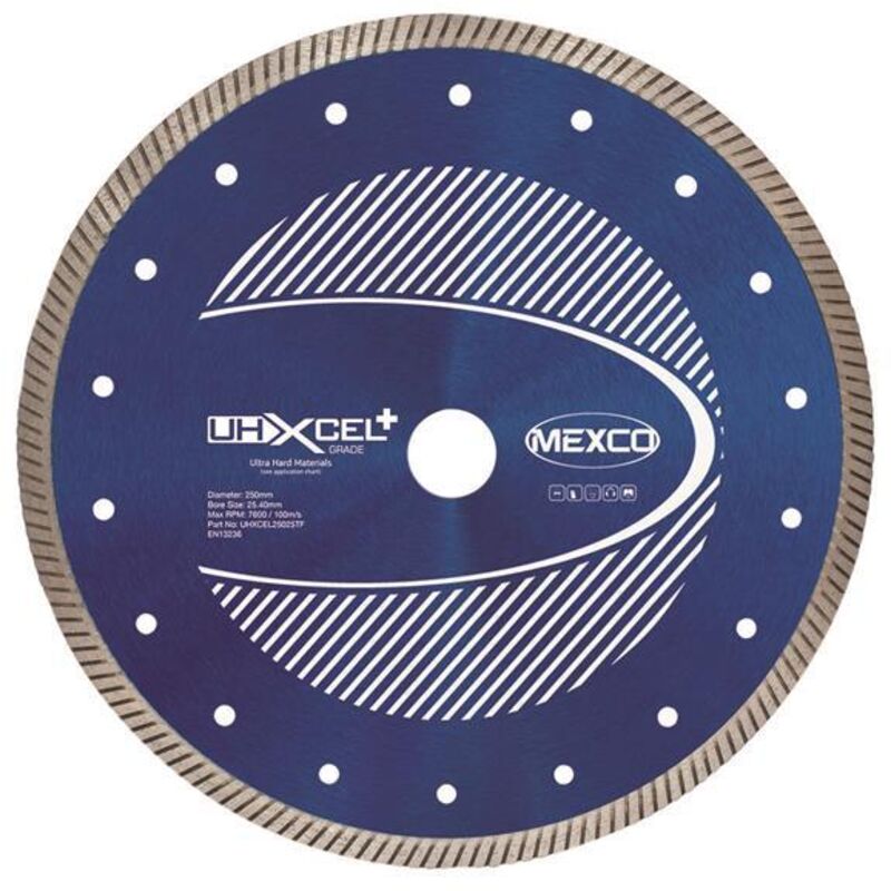 Mexco UHXCEL25025TF Uhxcel+ Ultra Hard Plus Diamond Blade 250 x 25.4mm