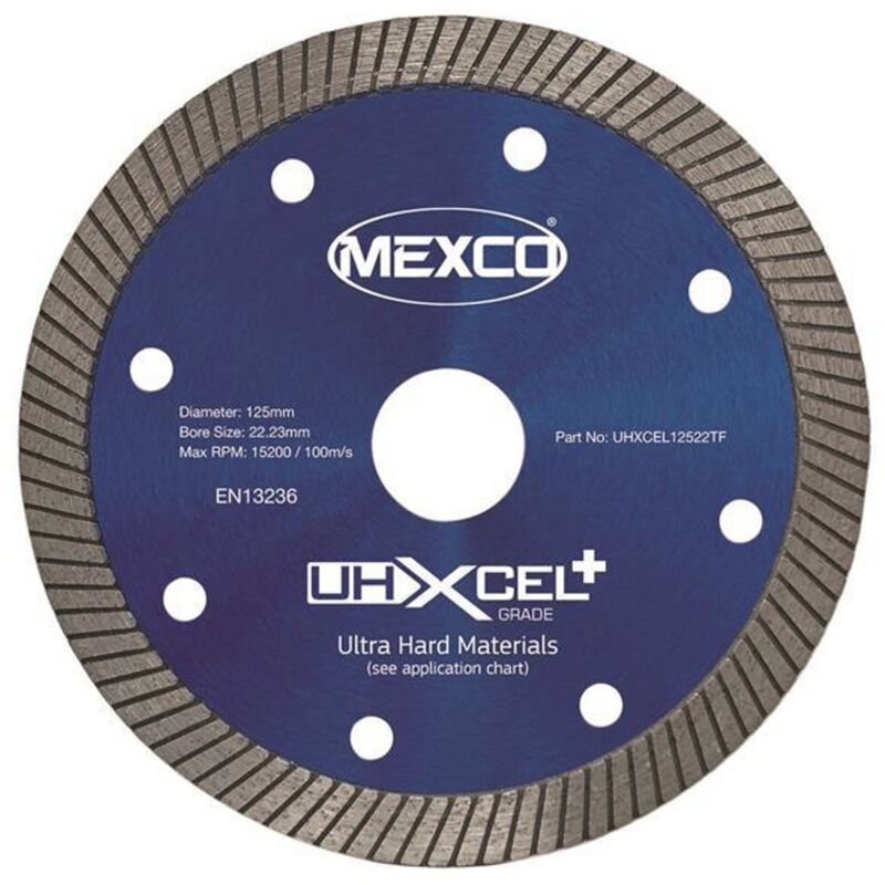 MEXCO UHXCEL+ Ultra Hard Plus Diamond Blade 125 x 22mm UHXCEL12522TF
