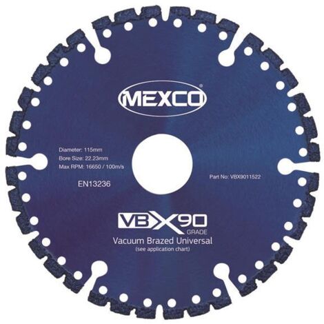 Mexco VBX90 Diamond Blade 115mm x 22mm for Dry/Wet Cutting