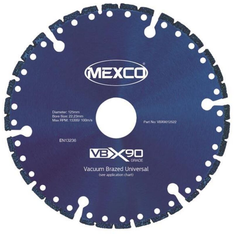 MEXCO VBX9012522 VBX90 Grade Universal Diamond Blade 125 x 22mm MEXVBX90125