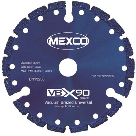 MEXCO VBX907510 VBX90 Grade Universal Diamond Blade 75 x 10mm MEXVBX9075
