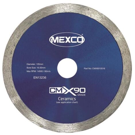 Mexco X90 Grade Ceramic Materials Diamond Blade 105 x 16mm