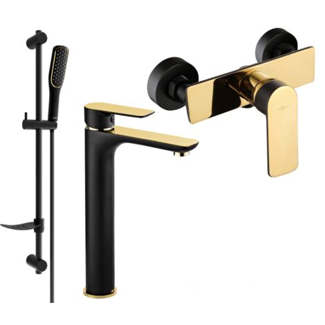 Mexen Alfa DF49 set doccia, nero/oro - 745714DF49-75