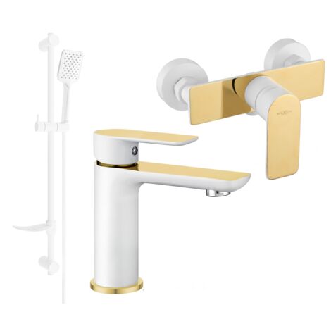 Mexen Alfa DF62 conjunto de ducha, blanco/dorado - 745704DF62-25