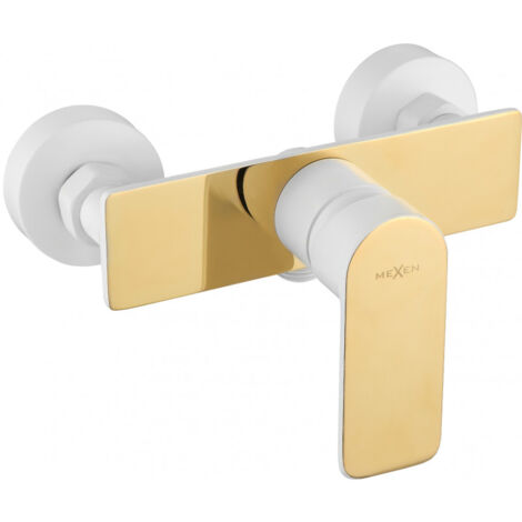 Mexen Alfa Mischbatterie für Dusche, Weiß/Gold - 745740-25