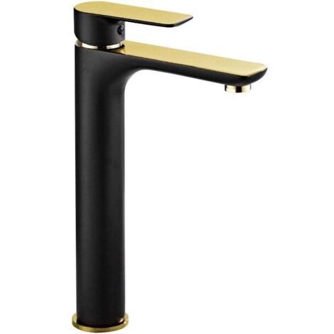 Mexen Alfa rubinetto lavabo alto, nero/oro - 745710-75