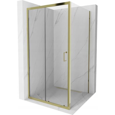 Mexen Apia cabina doccia scorrevole 90 x 90 cm, trasparente, oro - 840-090-090-50-00